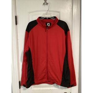 FootJoy FJ Mens Large Dryjoys Windbreaker Track Jacket Full Zip Red /Black Golf
